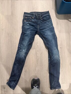American Eagle Outfitters Men's Skinny Jeans - Dark Blue Wash
